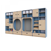 Детская стенка с местом для хранения и зонами отдыха из коллекции «НЕГА» (цвет голубой) - «globural.ru» - Ростов-на-Дону