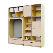 Детская стенка с местом для хранения и прямоугольной зоной отдыха из коллекции «НЕГА» (цвет желтый) - «globural.ru» - Ростов-на-Дону