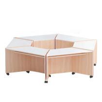 Композиция из корпусных столов трапеций (бук/белый) - «globural.ru» - Ростов-на-Дону