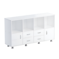 Шкаф-стеллаж верхняя часть без дверок, нижняя часть с 4 - мя ящиками и 2-мя дверками (белый) - «globural.ru» - Ростов-на-Дону