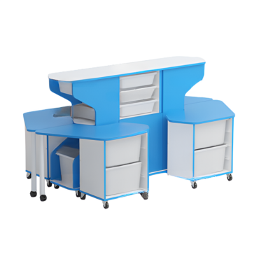 Модуль-стеллаж "Робот-Робик 002" (белый/синий) - «globural.ru» - Ростов-на-Дону