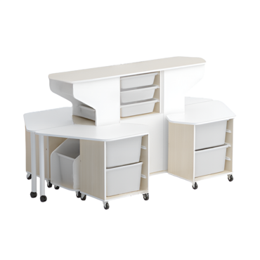 Модуль-стеллаж "Робот-Робик 002" (дуб молочный/белый) - «globural.ru» - Ростов-на-Дону