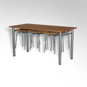 Стол обеденный 6-ти местый на металлокаркасе с навесами под табурет - «globural.ru» - Ростов-на-Дону